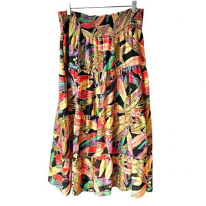 Fashion Bug Boho Floral Spring Summer Lightweight Flare Maxi Skirt Women Size L